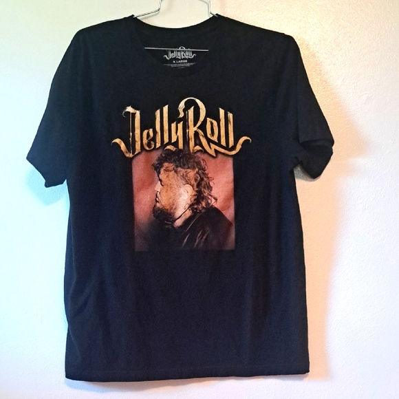 Jelly Roll Tops - Jelly Roll Backroad Baptism Tour Black Graphic Tee XL
